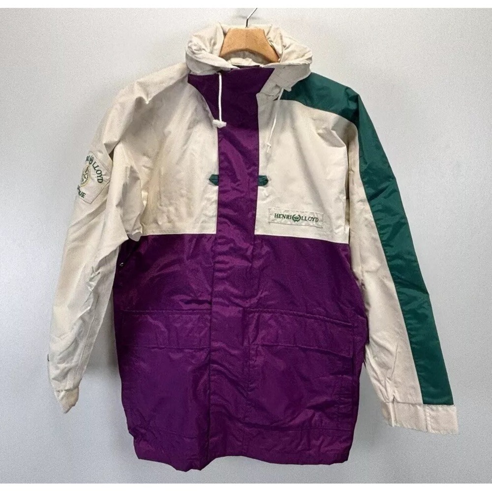 Vtg Henri Lloyd Offshore Sailing Jacket Sz Small Hood In Collar HTF Colorblock